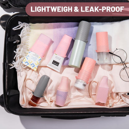 Bottle Covers for Travel, Leak Proofing, Travel Size Container Silicone toiletry sleeves, Leak Locks Travel Accessories for Shampoo Wash Body Bottles and other beauty and personal care(8pcs)