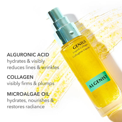 Algenist GENIUS Mini Liquid Collagen Serum - Firming and Hydrating Face Serum with Collagen + Vitamin E - Helps Visibly Minimize Fine Lines + Wrinkles and Improve Elasticity (6.2ml)