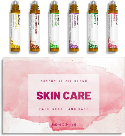 benatu 6-Pack Facial Essential Oils - Skin Care Set, 100% Pure Plant Extraction, Safe for Sensitive Skin, Non-Sticky, Easy to Absorb, Cruelty-Free, Vegan, No Mineral Oil, Parabens