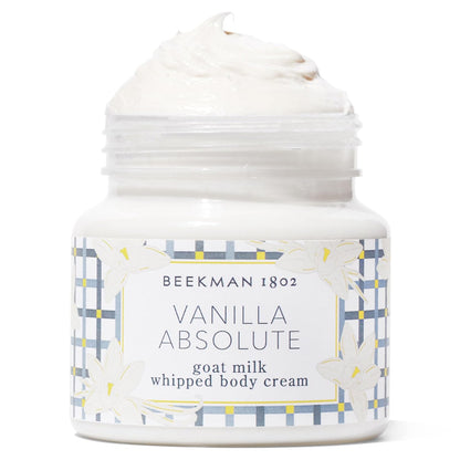 Beekman 1802 Whipped Body Cream, Vanilla Absolute - Scented - 8 oz - Intensely Hydrating & Softens Skin - With Goat Milk - Good for Sensitive Skin - Cruelty Free