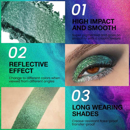 evpct Forest Green Shimmer Chameleon Eyeshadow Makeup Palette, Glitter Metallic Duochrome Duo Chrome Multichrome Festival Single Eye Shadow Palette Makeup for Older Women, Face Loose Glitter Eyeshadow