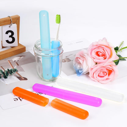 10PCS Plastic Toothbrush Case Five Colors Portable Dust-proof Toothbrush Cases Toothbrushes Holder for Daily and Travel Use(10)
