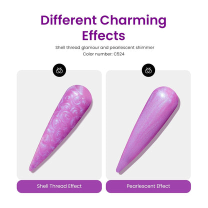 Beetles Purple Gel Nail Polish Set, 6 Colors Hot Pink Gel Nail Polish Kit Glitter Pink Purple Black Shimmer Soak Off Uv Dreamy Swirl Thread Effect DIY Manicure Gift for Women