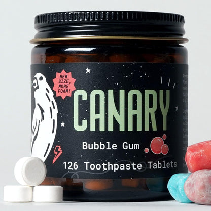 Canary Nano Hydroxyapatite Toothpaste Tablets Bubble Gum - Remineralizing, Fluoride Free, All Natural Tabs with Xylitol - Great for Kids, Plastic Free - 126 Count