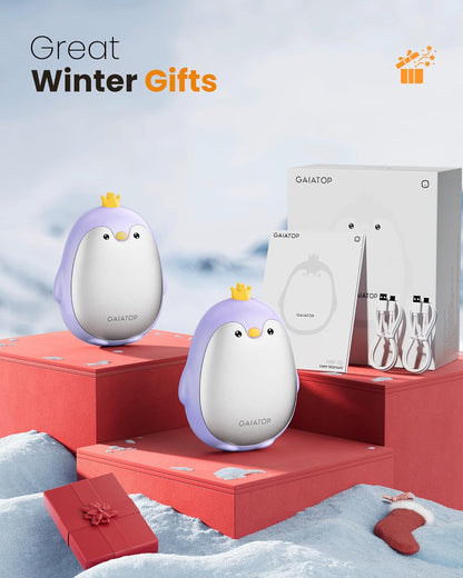 Gaiatop Magnetic Hand Warmers Rechargeable 2 Pack, 3 Settings Pocket-Sized Cute Penguin, Fast Hot Hands Reusable Portable Electric Heater for Camping Hunting Golf, Gifts for Women Men