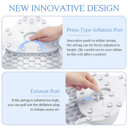 Silicone Bath Pillow, New Material Bath Pillows for Tub Head Neck and Back Support, Bath Tub Pillow with 4D Press Inflatable Airbag and Non-Slip Strong Suction Cups, Quick-Drying, Easy to Store, White