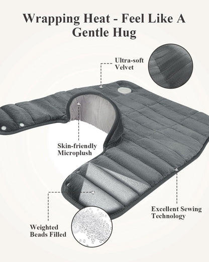 Heating Pad for Neck and Shoulders and Back, 24"x23" XL Large Electric Heated Wrap for Pain Relief, Gifts for Women Men, 2lb Weighted, 6 Heat Settings, 4 Timers, Silver Grey