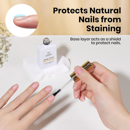 beetles Gel Polish Gel Base Coat HEMA Free, TPO Free Base Gel Nail Polish 15ml Soak Off LED Nail Lamp Base Coat Upgraded Formula Long-Lasting DIY at Home and Nail Salon