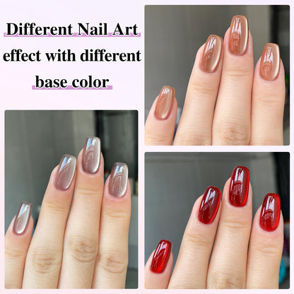 Double Rhythm 0.5 OZ Cat Eye Gel Polish with Magnet 15ML Holographic Glitter Shimmer Translucent Jelly Color Magnetic Nail Polish Salon DIY at Home (MC1031)