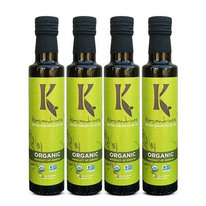 Kasandrinos Organic Olive Oil Extra Virgin, Polyphenol Rich Greek Olive Oil, 100% Organic First Cold Pressed, Mild + Delicate Flavor, Verified by Non GMO, 250/8.5 oz (Pack of 4)