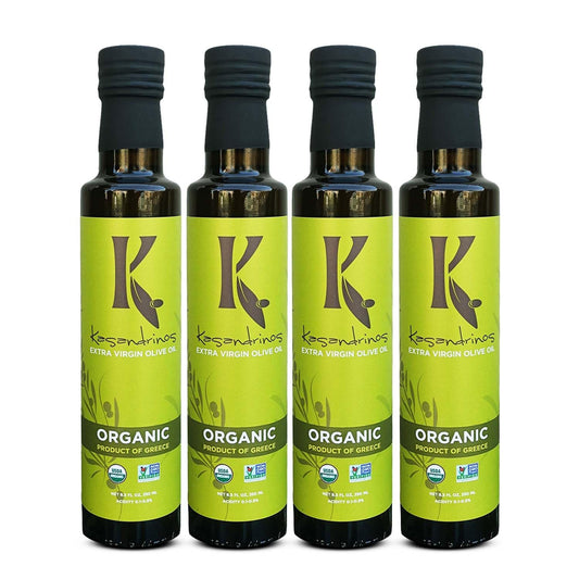 Kasandrinos Organic Olive Oil Extra Virgin, Polyphenol Rich Greek Olive Oil, 100% Organic First Cold Pressed, Mild + Delicate Flavor, Verified by Non GMO, 250/8.5 oz (Pack of 4)
