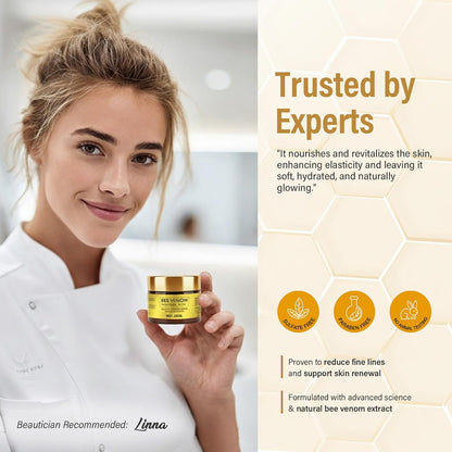 Bee Venom Cream, Bee Venom Skin Treatment Cream, Firming & Brightening Skin Tone, Natural Formula for Face, Body, Hands and Feet