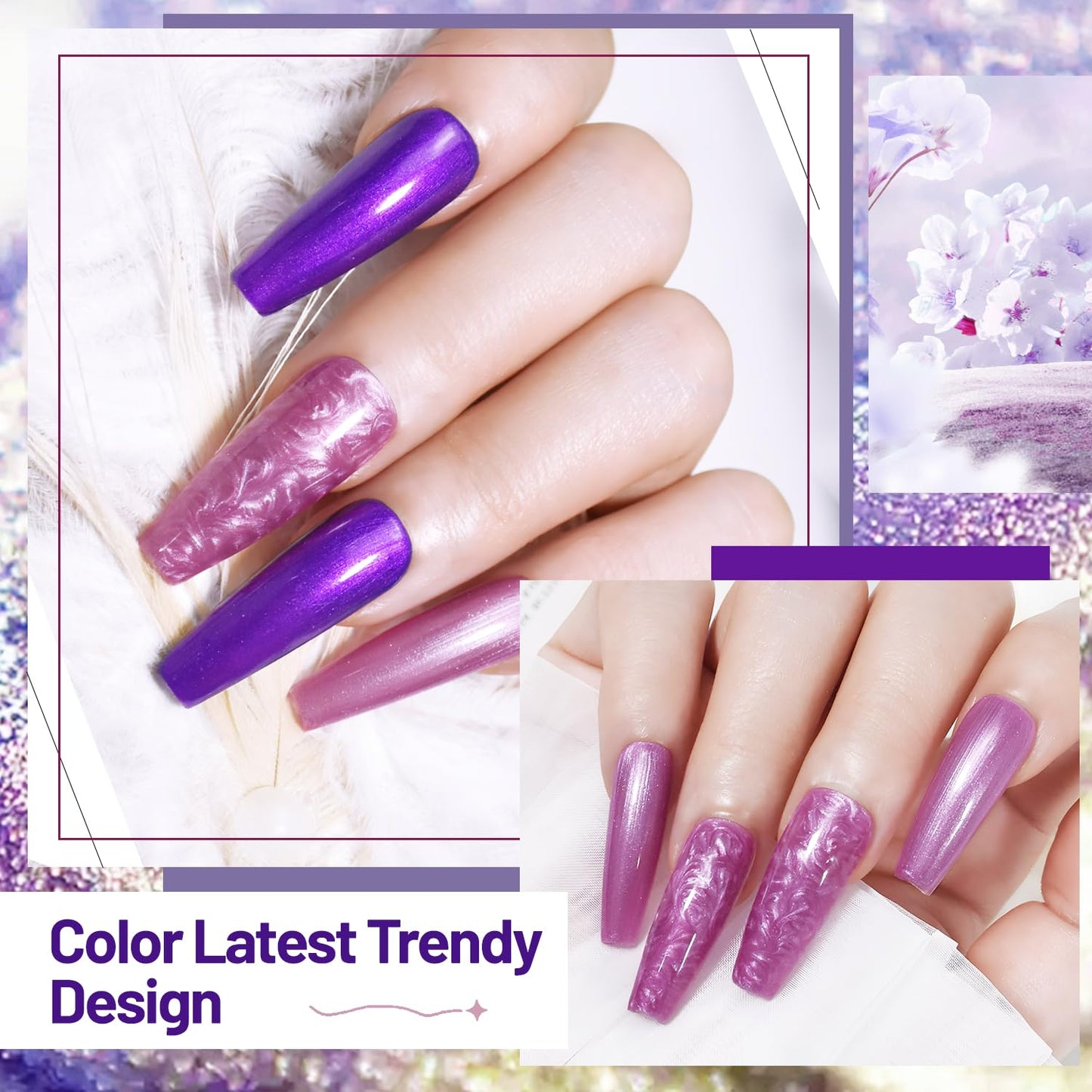 10ml 6 Colors Nail Polish Set Dark Green Pink Glitter Deep Blue Series Nail Polish Gifts for Women