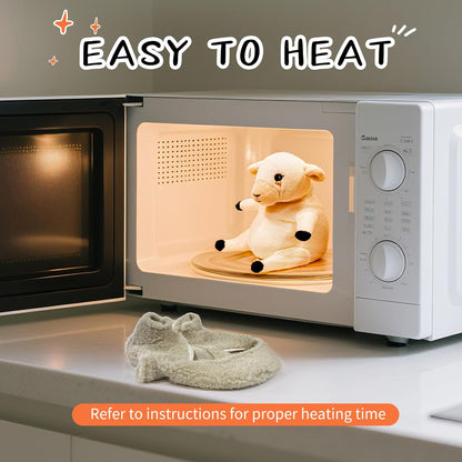 UNCN Weighted Lamb Microwavable Stuffed Animal, Heating Pad for Cramps Abdomen Back Pain Relief, Soft Heatable Plush with Removable and Washable Cover, Portable Gift for Kids & Adults Unscented