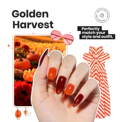Beetles Fall Nail Polish Set - Golden Harvest 6 Colors Quick Drying Long-Lasting Burgundy Red Orange Jelly Glitter Nail Polish for DIY At-Home Manicure Gift for Women