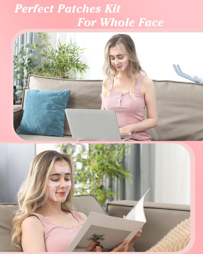 Reusable Eye Patches for Wrinkles Under Eye Patches Silicone Remove Forehead Wrinkles Smile Line Patches Kit (Pink)