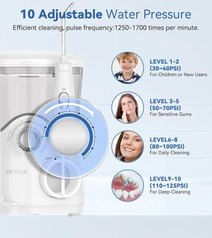 Water Flosser & Ultrasonic Electric Toothbrush Combo, 600ML Water Dental Flosser with 7 Jet Tips, 10 Adjustable Water Pressure, 5 Toothbrush Heads for Home Use, Gums, Braces (White)