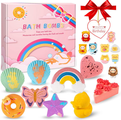 Bath Bombs Gifts Set, BusyMouth 9pc Kids Bath Bombs with Surprise Toys | Non-Toxic Bubble Bath | Birthday Gift Set for Girls & Boys Ideal Gift for Mother's Day Valentines