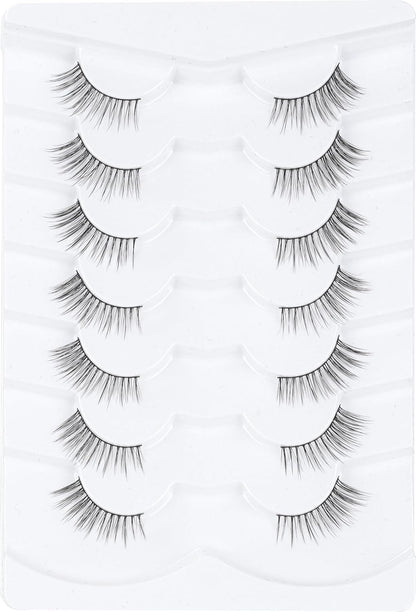 Half Lashes Natural Look C Curl False Eyelashes Cat Eye 7 Pack Corner Lash Siligli