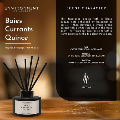Environment Inspired by Designer Perfume DYPT Reed Diffuser, 200ml Luxury Scented Aromatherapy (Baies | Currants | Quince) Reed Diffusers for Home, Diffusing Oil Fragrance, Home Fragrance Products