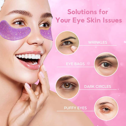 Under Eye Patches for Dark Circles, Puffy Eyes & Wrinkles, Collagen Gel Eye Mask with Vitamin C, Hyaluronic Acid Anti-Aging Eye Patches (12 pairs)