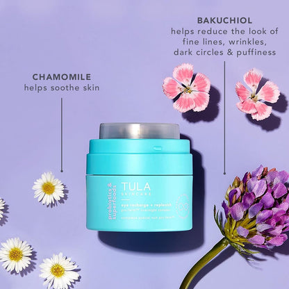 TULA Skin Care Eye Recharge + Replenish - Overnight Eye Treatment, Protects & Intensely Hydrates, Minimizes the look of Fine Lines & Wrinkles, 0.5 Fl. oz.