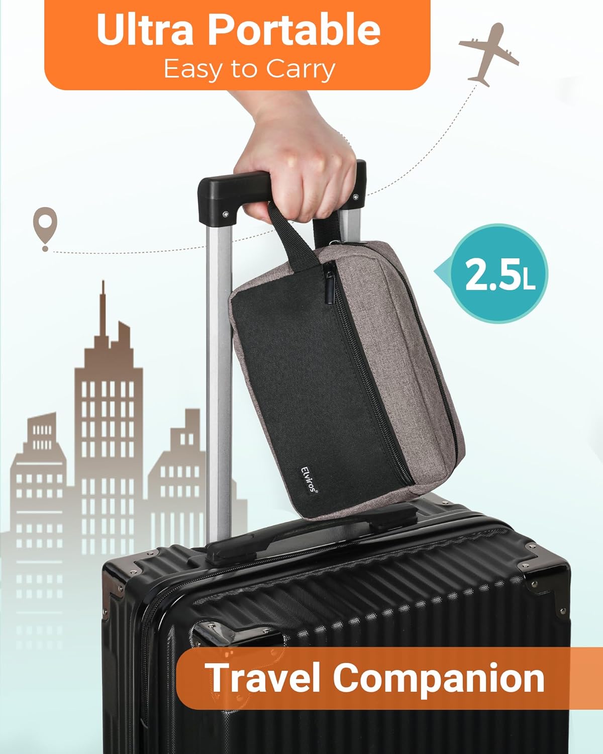 Elviros Travel Toiletry Bag for Men Hanging Toiletries Dopp Kit Small Bathroom Hygiene Tool and Medicine bag for Traveling Essential Shaving Pouch (Khaki&Black)