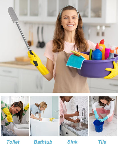 6 Pack Pumice Stone Toilet Bowl Cleaner with Long Stainless Handle - 22" Longer Pumice Stone for Cleaning - Hard Water Ring Stains Remover Brush for Toilet, Bathroom, Kitchen, Sink, Pool, Tile, Grill