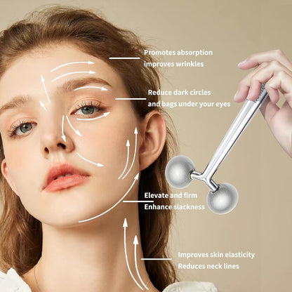 Gua Sha Facial Tools Stainless Steel & Face Roller Massager Skin, Facial Massage Skin Care for Face Neck Body, Reduce Puffiness Remove Wrinkles, Valentines Gift for Women