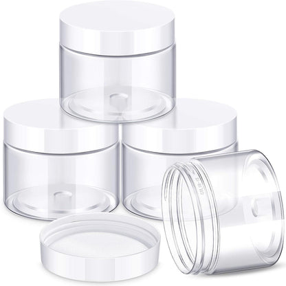 Patelai 4 Pieces Round Wide-mouth Leak Proof Plastic Container Jars with Lids for Travel Storage Makeup Beauty Products Face Creams Oils Salves Ointments DIY Making(6 Ounce,White)