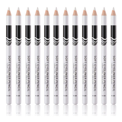 Go Ho 12 PCS White Eyebrow Eyeliner Pencils,White Eyeshadow Makeup Pen,Sweatproof Eye Highlighter Makeup Pencil,Long-lasting Nice Color Eye Brow Gel Pen,Brow Tint Sticks（White）