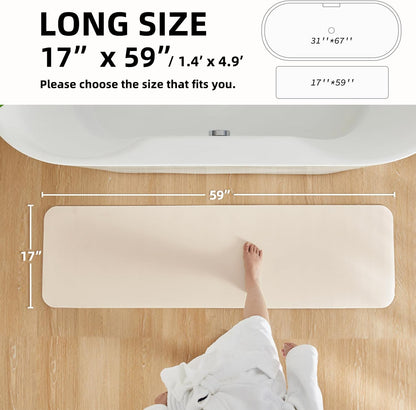 Bathroom Mat Quick Dry, Bathroom Rugs Non Slip Washable Thin Absorbent Bath Mat Fits Under Door Bathroom Floor Mat Perfect for Bath, Shower, or Sink 17"x59" Beige