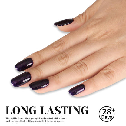 Dark Purple Glitter Gel Polish,Sparkly Shimmer Glitter Purple Gel Nail Polish,0.51 Fl Oz Soak Off UV Gel Polish for Nail Art Starter,Manicure Salon,Girls Women Gifts - GP0066