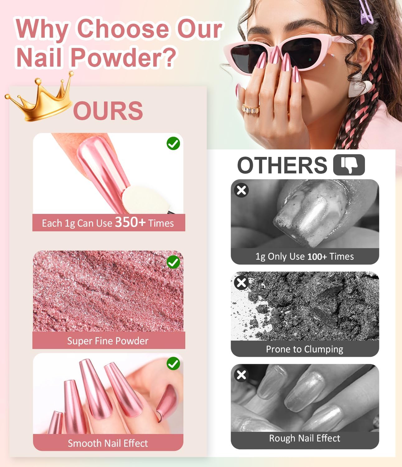 Chrome Nail Powder BISHENGYF - Iridescent Aurora Mermaid White Pearl Chrome Nail Powder Mirror Effect Metallic Glod Silver Chrome Powder for Nail Art DIY Salon