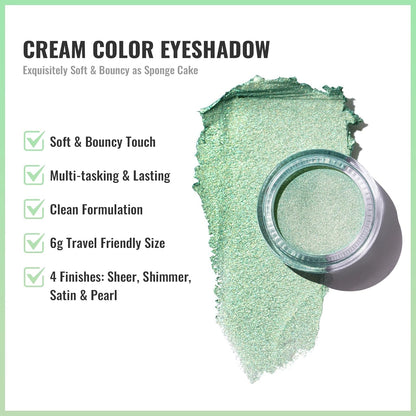 Oulac Green Cream Eyeshadow-Eyeshadow Prime| as Highlighter Large Capacity Highly Pigmented Eye Shadow Waterproof &Long Lasting with Moisturizing Formula, Shimmer Glitter Eye Makeup. 6g.(16)