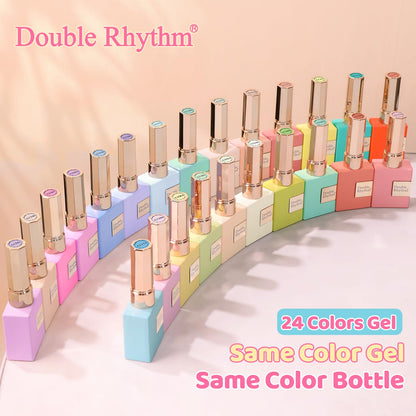 Double Rhythm 28Pcs 0.5Oz Gel Nail Polish Set Same Color Same Bottle Soak Off Gel Polish Kit Nail Art Manicure Salon DIY at Home for Women (Pastel Candy Collection-T24-5)