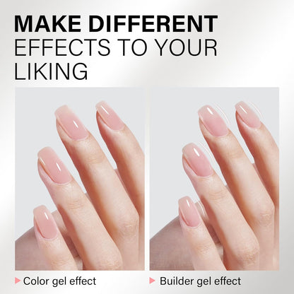 AILLSA Builder Gel for Nails Baby Pink 7 In 1 Hard Gel Polish for Nail Thickening Nude Color Strengthener Gels Nail Polish Light Pink Extension U V Gels for French Manicure Base Coat Need 0.51 Oz GB65