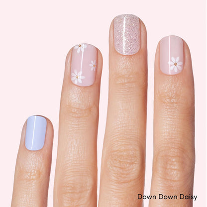Dashing Diva Gloss Nail Strips Bundle - The Pastel Collection- Fairytale Moment & Down Down Daisy - UV Free, Chip Resistant, Long Lasting Gel Stickers - Contains 2 Sets