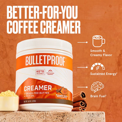 Bulletproof Pumpkin Spice Creamer, 14.8 Ounces, Keto Coffee Powder Creamer with MCT Oil and Grass-Fed Butter