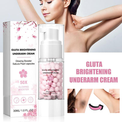 2PCS Gluta Brightening Booster Cream, Underarm Brightening Cream, Brightening Booster Sakur Pearl Capsules,Body Care Cream,Exfoliating Body Gel For Women