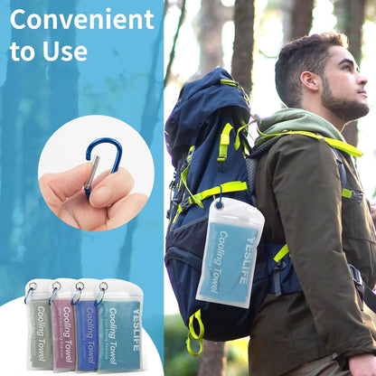 YESLIFE 4 Pack Cooling Towel 40"x12", Gym Towels for Men and Women, Soft Breathable Workout Towels for Yoga, Running, Sport, & More (Grey, Dark Blue, Purple, Blue)