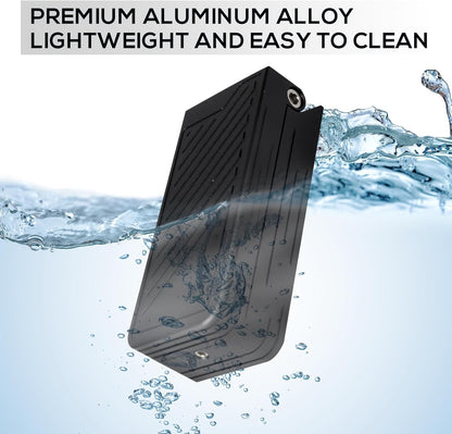 Pill Cutter for Small and Tiny Pills, Professional Aluminum Pill Splitter with Auto Centering Device and 2 Replaceable Stainless Steel Blades, Portable Pill Splitter with PU Case (Black)