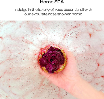 Bath Bombs for Women, Gift Set of 6 Fizzies Luxury Large Size with Real Flowers and Natural Organic Essential Oil, Self Care Gifts for Women, Mon, Daughter, Girlfriend, Kids,Pack of 6 (Rose)