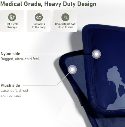 Small Soft Ice Packs for Injuries Reusable - Hot and Cold Flexible Gel Ice Packs Reusable for Ankle, Hand, Wrist, Head Pain Relief - 5" x 10" - 2PK - Blue