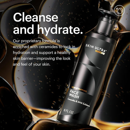 MANSCAPED® Skin Ultra™ Daily Regimen - Men's Skincare Routine Essentials with Face Wash, Face Moisturizer & Brightening Serum Formulated with A Ceramide Complex for Cleansing, Exfoliating & Hydration