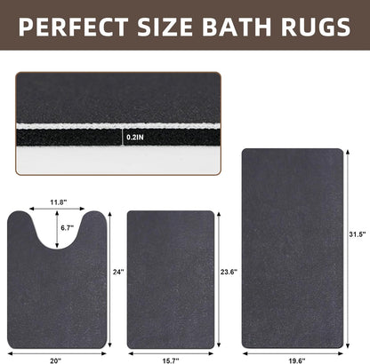 Diatomaceous earth bath mat Bathroom Rugs Sets 3 Piece Super Absorbent Quick Dry Bath Mats, Rubber Non Slip Shower Mat and Toilet Mat U Shape, Shower Rug for in Front of Bathtub Shower, Dark Grey