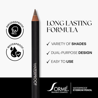 Sorme Natural Definitive Waterproof Eyebrow Pencil 0.04 oz | Smudgeproof Soft Gray Eye Brow Pencil | Dual Purpose Brow Pencil and Brush Combo | High Definition Waterproof Eyebrow Makeup