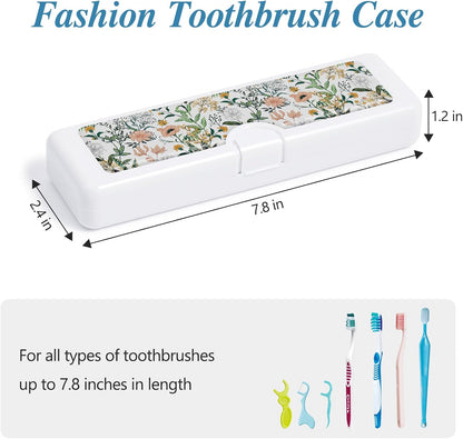 Toothbrush Travel Case - Colorful Pattern, Holder and Covers for Toothbrushes, Includes Tongue Scraper Case
