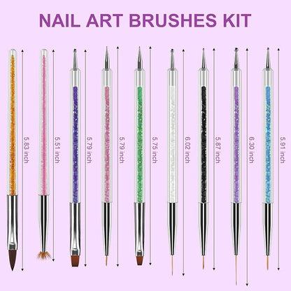 Artdone 9PCS Nail Art Brushes