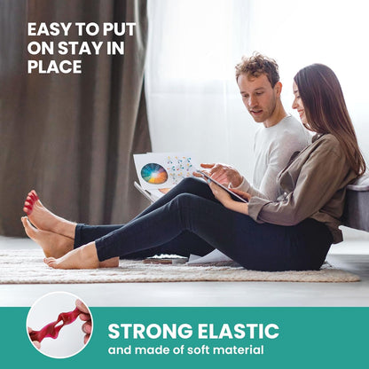 Welnove Toe Separator Bunion Corrector - 8 Pcs Gel Toe Straightener to Restore Hammertoes to Their Original Shape for Women Men, Toe Spacers for Gifts (Deep Red)